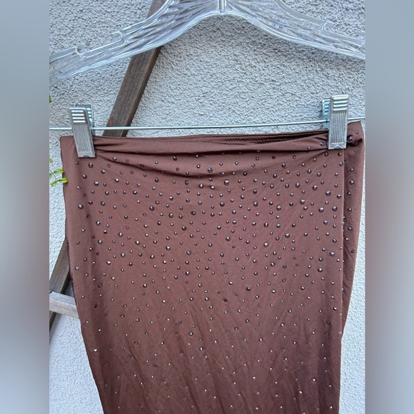 SKIMS X SWAROVSKI JELLY SHEER TUBE SKIRT in Cocoa New with Tag! - Picture 5 of 8